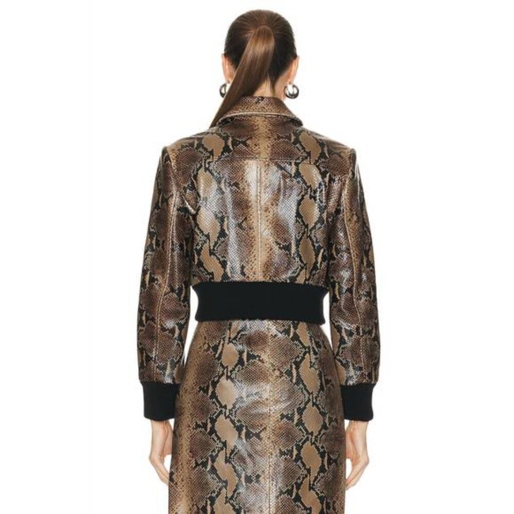 NEW KHAITE python embossed leather jacket in brow… - image 4